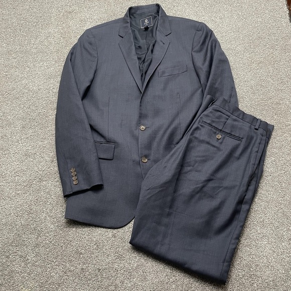 J Crew Suit Mens 42L Blazer 34x32 Pants Navy Blue Wool 2-Button Office Formal - Picture 1 of 16